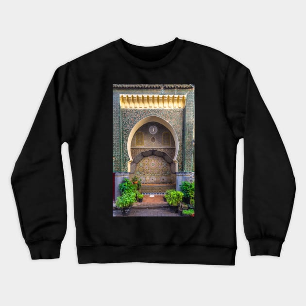 Moroccan fountain in Fes, Morocco Crewneck Sweatshirt by mitzobs